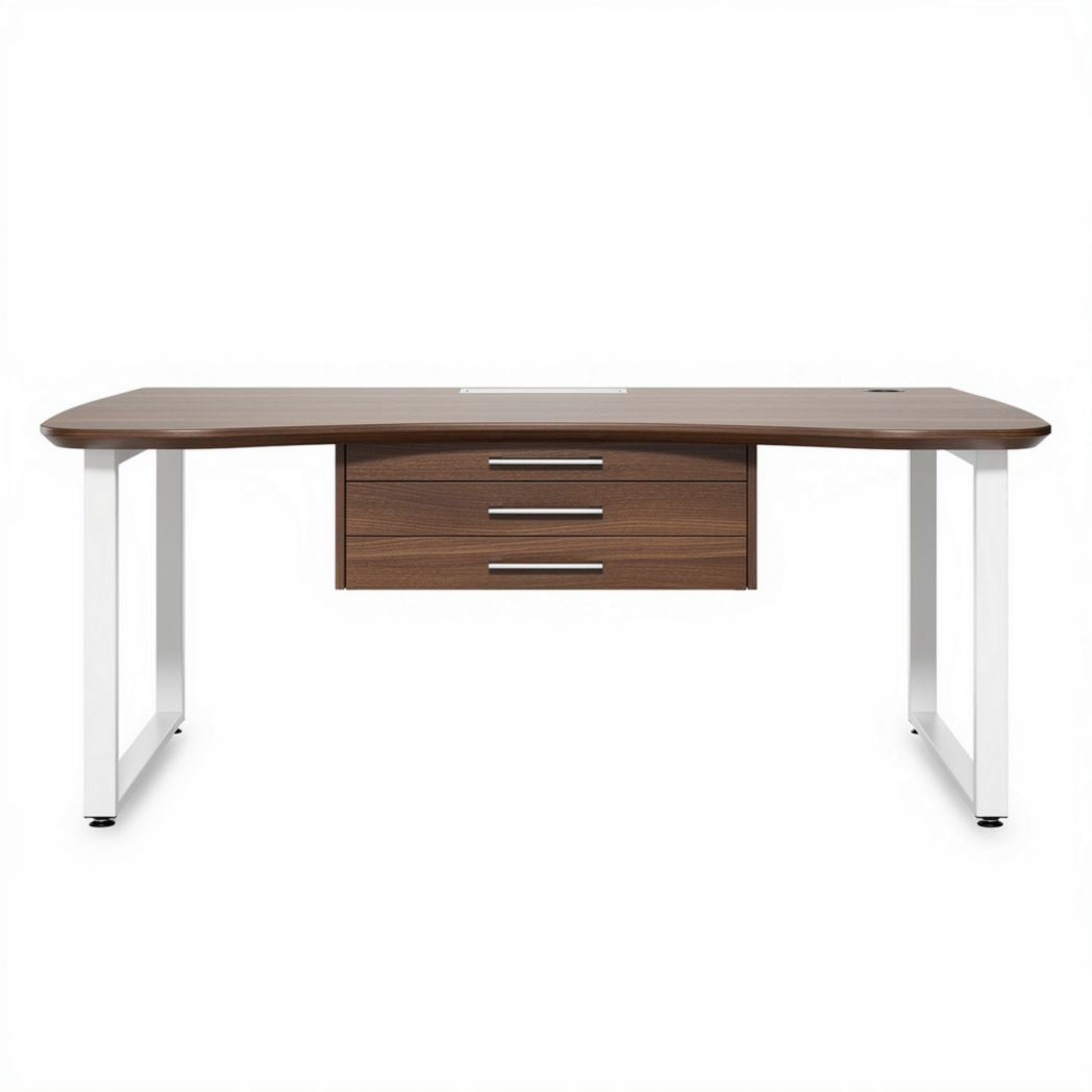 Biurko z drewna w kolorze orzechowym 150 x 75 x 75cm z szufladami