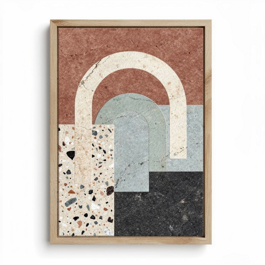 Obraz dekoracyjny w ramie drewnianej 30 x 20 x 2cm w kolorach ziemi